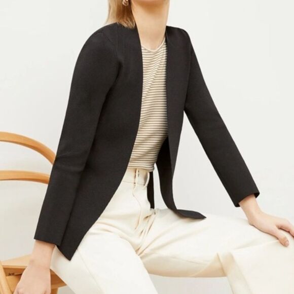 MM Lafleur The Woolf Jardigan Size Small Black Ponte Knit Open Blazer Cardigan - Picture 11 of 16